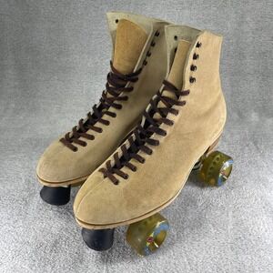 Riedell Sure Grip Roller Skates Men 13 Tan Suede Kryptonics 130 Super X 9R VTG